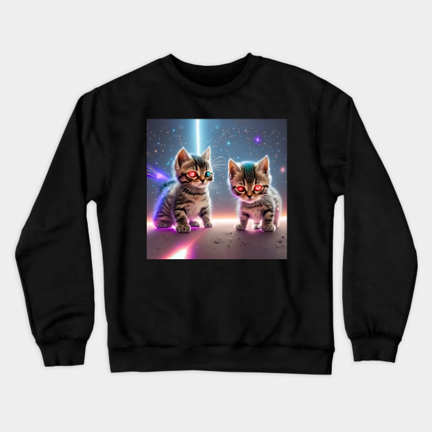 Space Cats 21 Crewneck Sweatshirt by ABSTRACT-IVISM